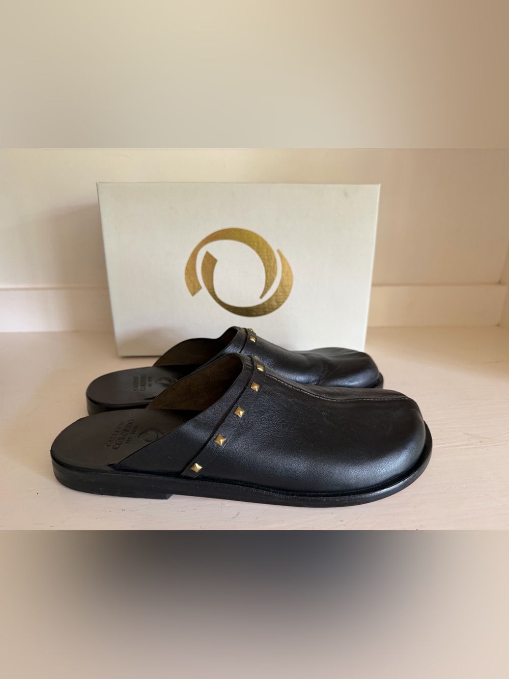 $495 Calleen Cordero Sierra Clog in Black Leather - Size 9.5